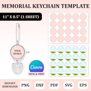 Memorial Keychain Template, Keychain Sublimation, Circle Keychain Sublimation, Blank Keychain Template, Metal Keychain Template