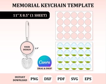 Memorial Keychain Template, Keychain Sublimation, Circle Keychain Sublimation, Blank Keychain Template, Metal Keychain Template