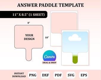 Dry Eraser Answer Paddle Template, Dry Eraser Answer Fan Template, Paddle Fan Template, Paddle Fan Canva Template
