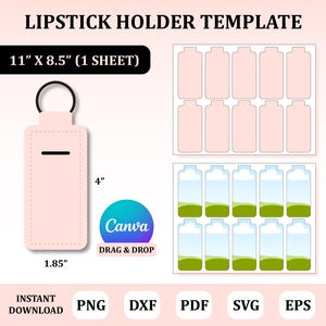 Lipstick Holder Template, Chapstick Template, Chapstick Sublimation, Lipstick Holder Sublimation, Sublimation Svg, Sublimation Template