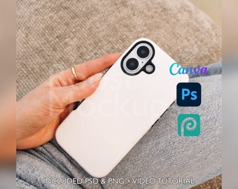 Iphone 17 Tough Phone Case Mockup PSD PNG Canva Photoshop Photopea Files Printify Drag And Drop Template Instant Download Mockup Cover