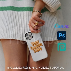 Iphone Tough Phone Case Mockup PSD PNG Canva Photoshop Photopea Dateien Printstifte ziehen und ablegen Vorlage Sofortiger Download Mockup Cover