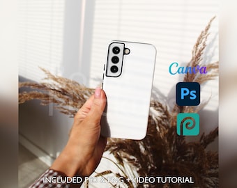 Samsung Tough Phone Case Mockup PSD PNG Canva Photoshop Photopea Files Printify Drag And Drop Template Instant Download Mockup Cover