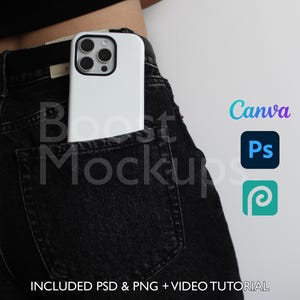 Iphone Tough Phone Case Mockup PSD PNG Canva Photoshop Photopea Files Printify Drag And Drop Template Instant Download Mockup Cover