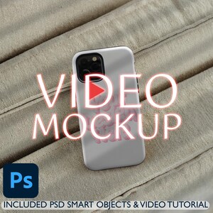 Video Mockup Iphone Tough Phone Case Animated Smart PSD Photoshop File Template Natural Shadows Instant Download Mockup Cover Easy To Use
