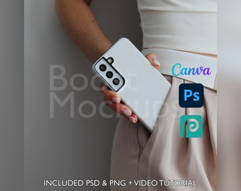 Samsung Tough Phone Case Mockup PSD PNG Canva Photoshop Photopea Files Printify Drag And Drop Template Instant Download Mockup Cover