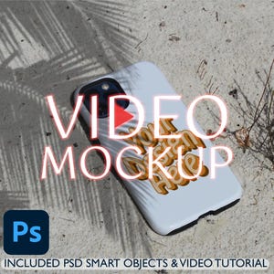 Video Mockup Iphone Tough Phone Case Animierte Smart PSD Photoshop-Datei Vorlage Natürliche Schatten Sofort-Download Mockup Cover Einfach zu verwenden