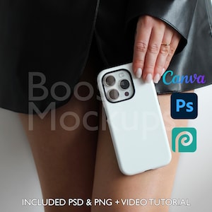 Iphone Tough Phone Case Mockup PSD PNG Canva Photoshop Photopea Files Printify Drag And Drop Template Instant Download Mockup Cover v78