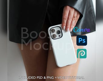Iphone Tough Phone Case Mockup PSD PNG Canva Photoshop Photopea Files Printify Drag And Drop Template Instant Download Mockup Cover v78