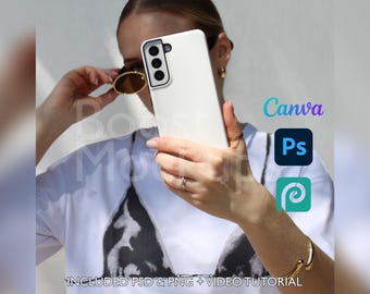 Samsung Tough Phone Case Mockup PSD PNG Canva Photoshop Photopea Files Printify Drag And Drop Template Instant Download Mockup Cover