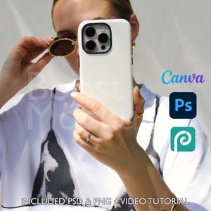 Iphone Tough Phone Case Mockup PSD PNG Canva Photoshop Photopea Files Printify Drag And Drop Template Instant Download Mockup Cover