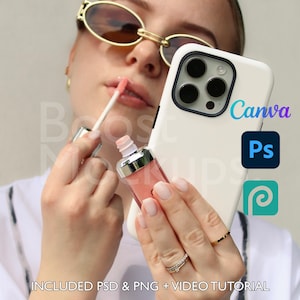 Iphone Tough Phone Case Mockup PSD PNG Canva Photoshop Photopea Files Printify Drag And Drop Template Instant Download Mockup Cover