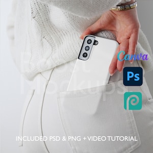 Samsung Tough Phone Case Mockup PSD PNG Canva Photoshop Photopea Files Printify Drag And Drop Template Instant Download Mockup Cover