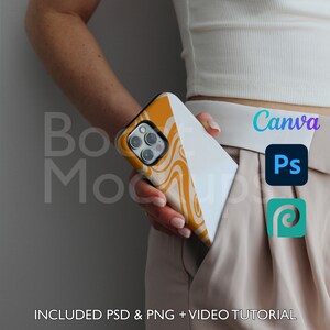 Iphone Tough Phone Case Mockup PSD PNG Canva Photoshop Photopea Files Printify Drag And Drop Template Instant Download Mockup Cover