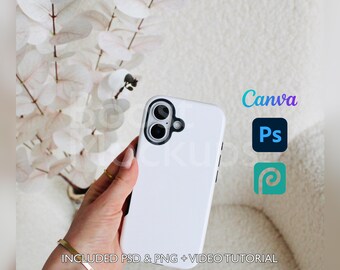 Mockup di custodia resistente per iPhone 17 PSD PNG Canva Photoshop Photopea File Printify Modello trascina e rilascia Download istantaneo Mockup di copertina
