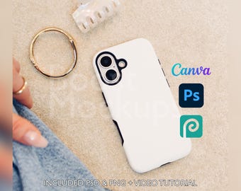 Mockup di custodia resistente per iPhone 17 PSD PNG Canva Photoshop Photopea File Printify Modello trascina e rilascia Download istantaneo Mockup di copertina