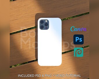 Custodia per iPhone Snap Phone Mockup PSD PNG Canva Photoshop Photopea File Printify Modello trascina e rilascia Download istantaneo Mock-up Cover