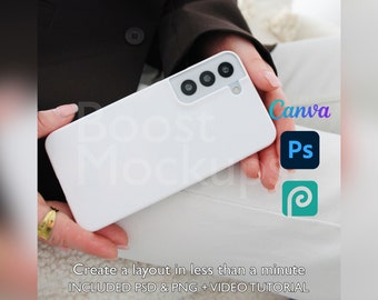 Samsung Snap Phone Case Mockup PSD PNG Canva Photoshop Photopea Files Printify Drag And Drop Template Instant Download Mockup Cover