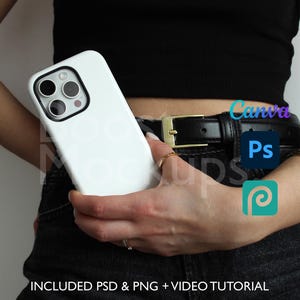 Iphone Tough Phone Case Mockup PSD PNG Canva Photoshop Photopea Files Printify Drag And Drop Template Instant Download Mockup Cover