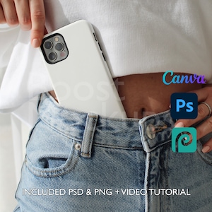 Iphone Tough Phone Case Mockup PSD PNG Canva Photoshop Photopea Files Printify Drag And Drop Template Instant Download Mockup Cover