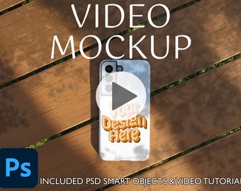 Video Mockup Samsung Tough Phone Case Animated Smart PSD Photoshop File Template Natural Shadows Instant Download Mockup Cover Easy To Use