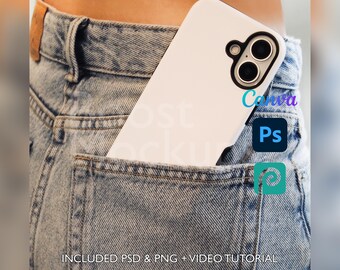 Mockup di custodia resistente per iPhone 17 PSD PNG Canva Photoshop Photopea File Printify Modello trascina e rilascia Download istantaneo Mockup di copertina