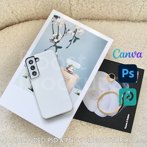 Samsung Tough Phone Case Mockup PSD PNG Canva Photoshop Photopea Files Printify Drag And Drop Template Instant Download Mockup Cover