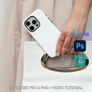 Iphone Tough Phone Case Mockup PSD PNG Canva Photoshop Photopea Files Printify Drag And Drop Template Instant Download Mockup Cover