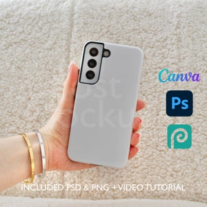 Samsung Tough Phone Case Mockup PSD PNG Canva Photoshop Photopea Files Printify Drag And Drop Template Instant Download Mockup Cover