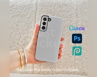 Samsung Tough Phone Case Mockup PSD PNG Canva Photoshop Photopea Files Printify Drag And Drop Template Instant Download Mockup Cover