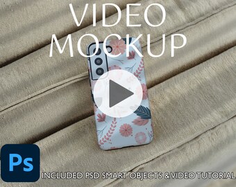 Mockup video per custodia resistente per telefono Samsung, modello PSD intelligente animato, modello di file Photoshop, ombre naturali, download istantaneo, mockup, facile da usare