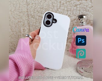 Mockup di custodia resistente per iPhone 17 PSD PNG Canva Photoshop Photopea File Printify Modello trascina e rilascia Download istantaneo Mockup di copertina