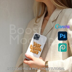 Iphone Snap Phone Case Mockup PSD PNG Canva Photoshop Photopea Files Printify Drag And Drop Template Instant Download Mock-up Cover