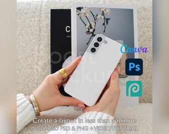 Samsung Snap Phone Case Mockup PSD PNG Canva Photoshop Photopea Files Printify Drag And Drop Template Instant Download Mockup Cover