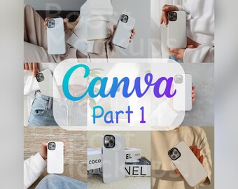 Pacchetto di 25 mockup di custodie resistenti per iPhone: modelli Canva, trascinamento della selezione di Printify, cover per telefono, mockup PNG digitali