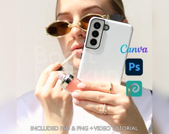Samsung Tough Phone Case Mockup PSD PNG Canva Photoshop Photopea Files Printify Drag And Drop Template Instant Download Mockup Cover v37