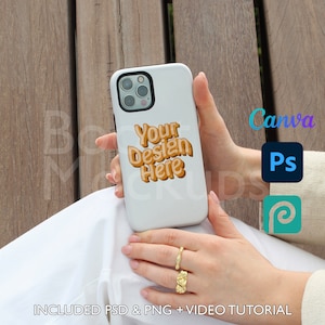 Iphone Tough Phone Case Mockup PSD PNG Canva Photoshop Photopea Dateien Printstifte ziehen und ablegen Vorlage Sofortiger Download Mockup Cover