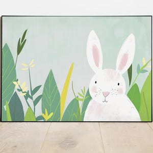 Rabbit Print, Funny Rabbit, Colorful Funky Kids Art Childrens, Nursery Wall Decor, Digital download