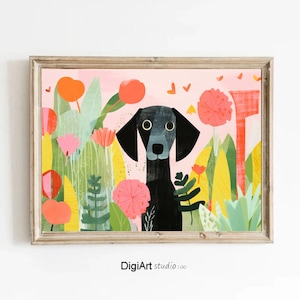 Funky Dog Illustration Print: Nursery, Playroom Art (Digital Download)