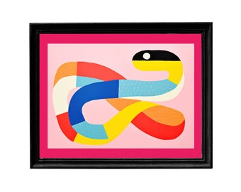Colorful Snake Art Print: Abstract Boho Wall Decor (Digital Download)