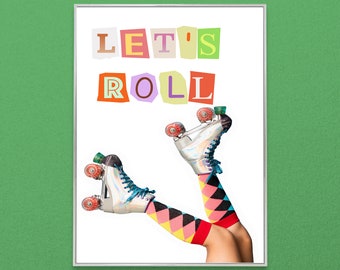Retro Roller Skate Print: Preppy Funky Wall Art (Digital Download)