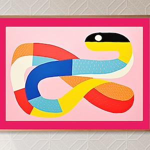 Snake Boho Print, Colorful Snake Art Print, Abstract Snake Art Print, Eclectic Wall Art Print, Digital download