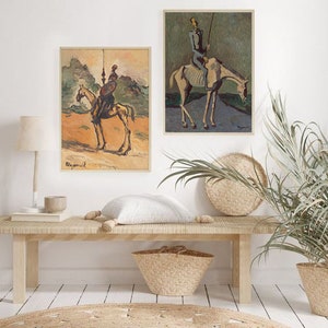 Set of 2, Don Quixote Vintage Painting, Home Wall Decor, Digital Download