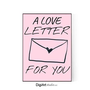 Pink Love Letter Art Print: Mid-Century Valentine (Digital Download)