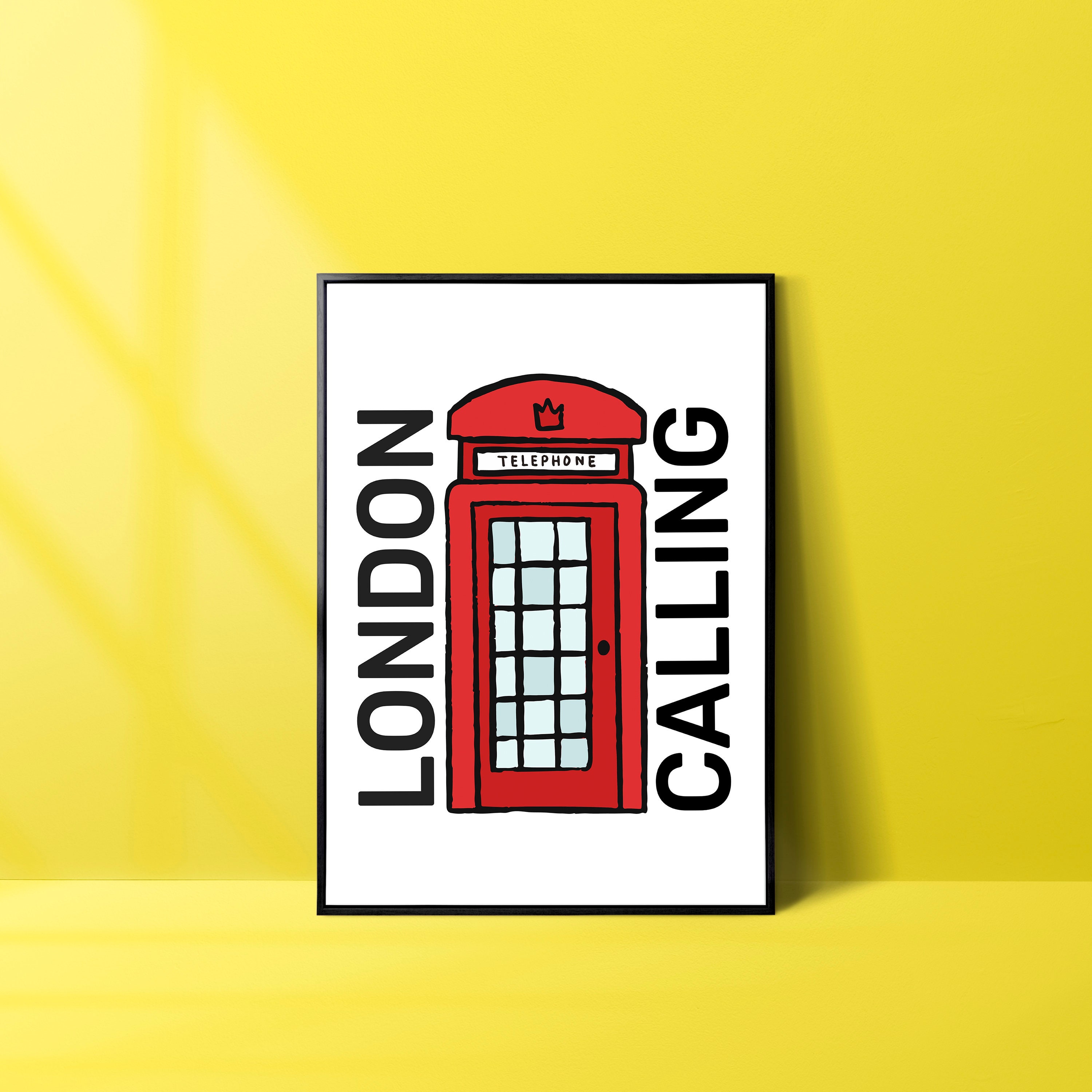 London Calling Song Lyric Print, London Calling Poster, London Calling Phone Booth Wall Art, Clash Poster, UK Travel Poster,Digital download