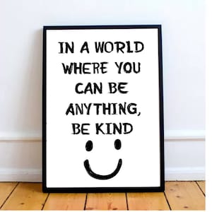 Be Kind Poster, Print Minimalist, Aesthetic Living Room, Digital Download