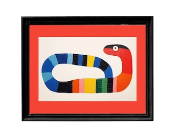 Colorful Snake Art Print: Abstract Boho Wall Decor (Digital Download)