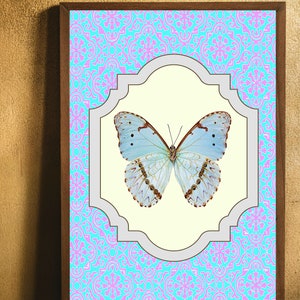 Butterfly Wall Art, Vintage Butterfly Print, Eclectic Boho Butterfly Print, Digital download