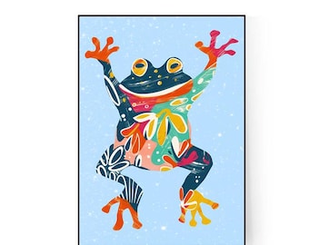 Frog Illustration, Cute Frog Poster, Cute Animal Print, Frog Lover Gift, Kids Room Decor, Nursery Wall Art,Animal Wall Art, Digital Download