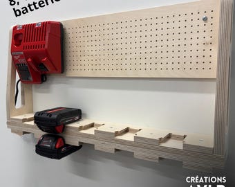 Milwaukee® compatible wall-mounted charging station — 100% wood | 8, 10 or 12 batteries